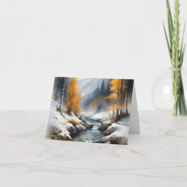 Serene schneebedeckte Flusslandschaft Karte (Vorderseite)