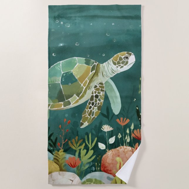 Serene Sea Turtle: Unterwasseroase Strandtuch (Vorderseite)
