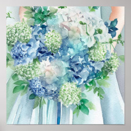 Serene Seafoam, Bridal Cascading Bouquet 1, Poster