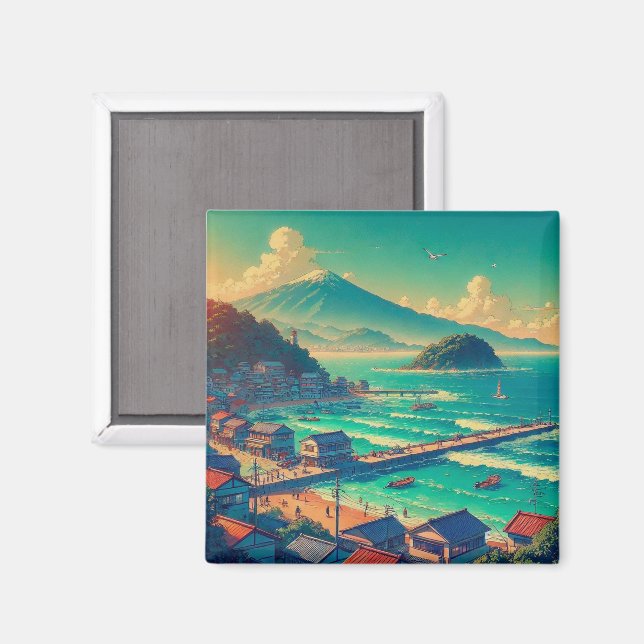 Serene Shores of Fuji Magnet (Vorderseite/Rückseite)