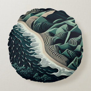 Serene Shores Rundes Kissen