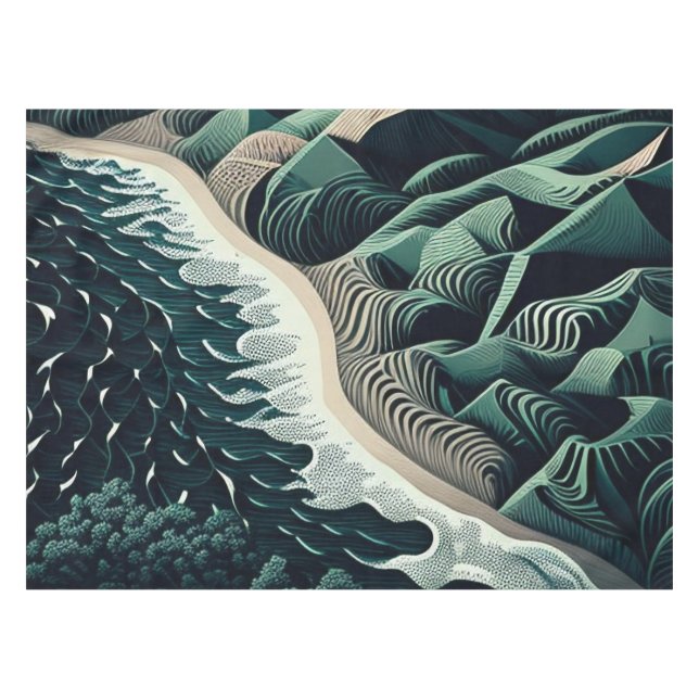 Serene Shores Tischdecke (Vorderseite (Horizontal))