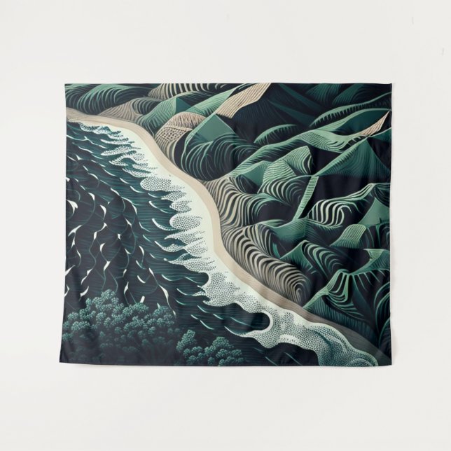 Serene Shores Wandteppich (Vorderseite (Horizontal))