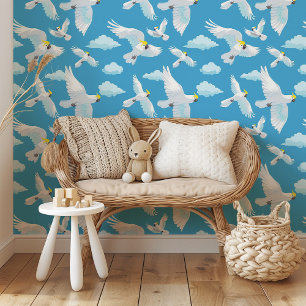 Serene Sky Cockatows: Whimsical Flight Tapete