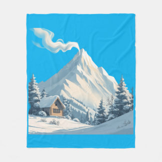 Serene Snowy Mountain Cabin T - Shirt Fleecedecke