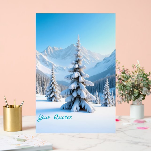 Serene Snowy Mountain Landscape & Winter Pine Tree Acrylschild (Hochzeit)