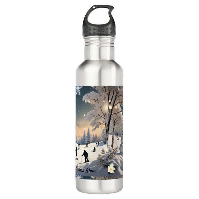 "Serene Snowy Nights" Edelstahlflasche (Vorderseite)