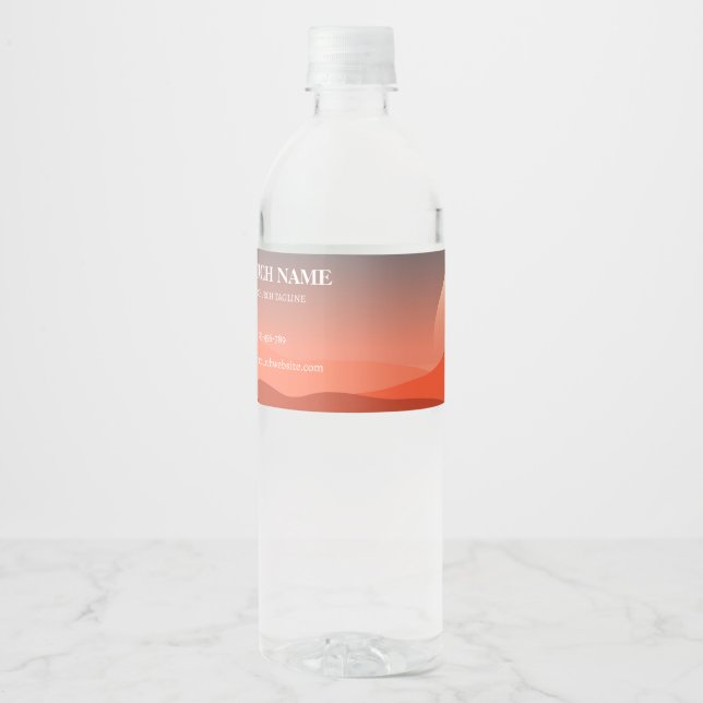 Serene Solace Sunset Church Water Label Wasserflaschenetikett (Vorderseite)