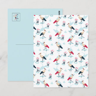 Serene Stork Sanctuary - Eleganter Teich Szene Postkarte