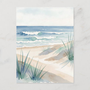 Serene Stranddünen Ozean Wasserfarbe Küste  Postkarte