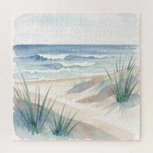 Serene Stranddünen Ozean Wasserfarbe Küste Puzzle