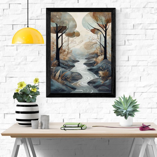 Serene Stream: Eine ruhige Waldlandschaft Poster (Von Creator hochgeladen)
