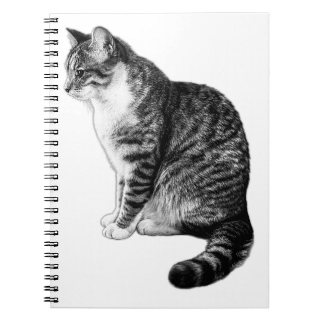 Serene Striped Tabby Cat Ink Art Notebook Notizblock (Vorderseite)