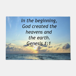 SERENE SUNRISE GENESIS 1:1 FOTO SCRIPTURE FUßMATTE