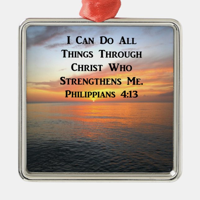 SERENE SUNRISE PHILIPPIANS 4:13 FOTO SCRIPTURE ORNAMENT AUS METALL (Vorne)
