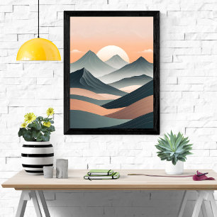 Serene Sunrise über schleichende Berge Poster