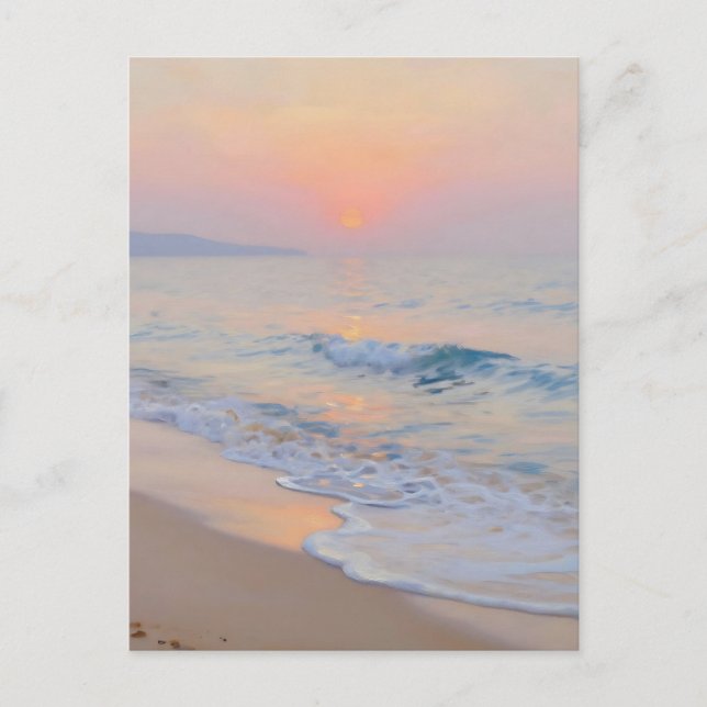 Serene Sunset Beach Ocean Glow Postkarte (Vorderseite)