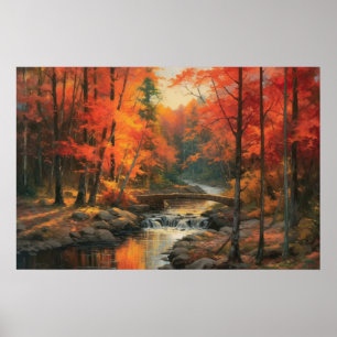 Serene Sunset im Herbst Japanischer Wald Kunst und Poster