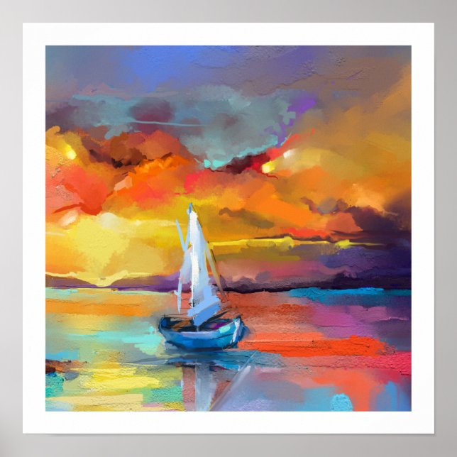 Serene Sunset Sailboat Art Poster (Vorne)
