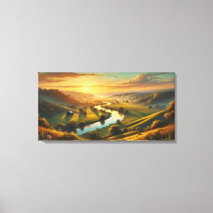 Serene Sunset Valley - ruhige Panoramasicht Leinwanddruck