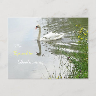 Serene Swan & Dragonfly Beileid Postkarte