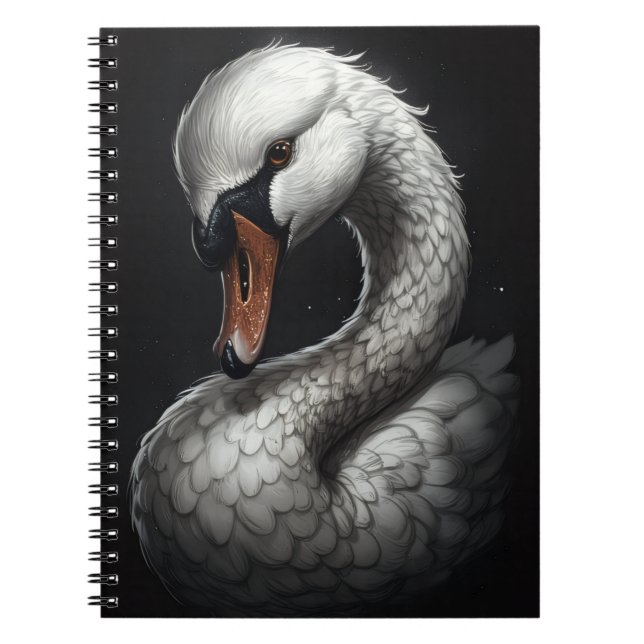 "Serene Swan" Floral Art Spiral Notebook Notizblock (Vorderseite)