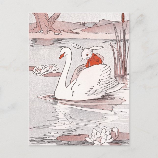 Serene Swan gibt Rabbit einen Aufzug Postkarte (Vorderseite)