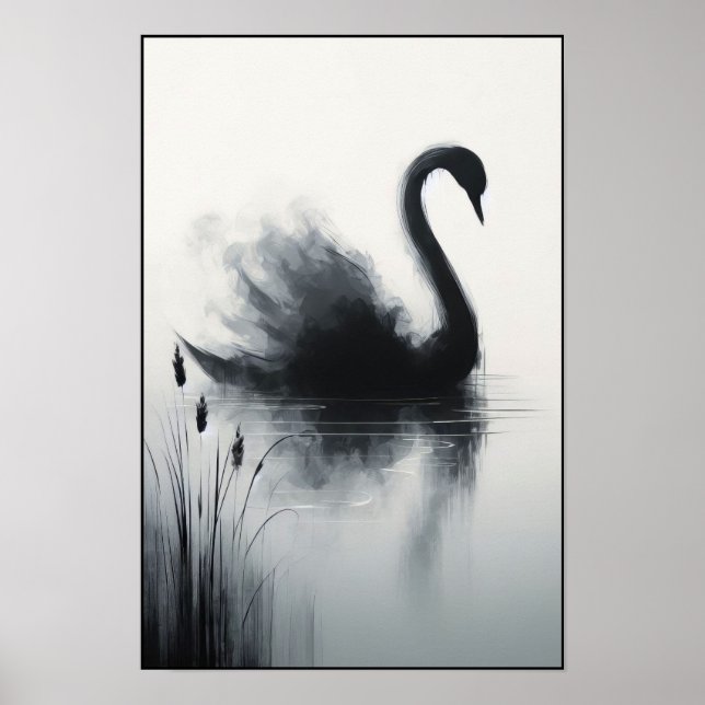 Serene Swan in Stillgewässern Poster (Vorne)