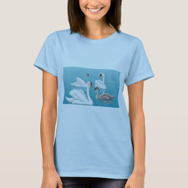 Serene Swans: Familienharmonie T-Shirt (Vorderseite)