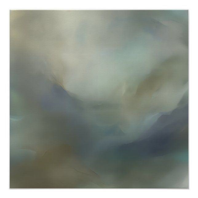 Serene Teal Blue Abstract Waves Ethereal Landscape Poster (Vorderseite)