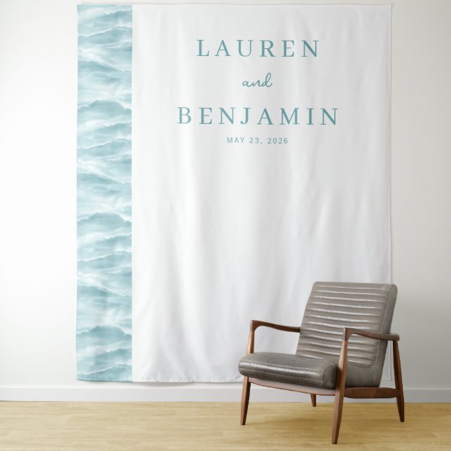 Serene Teal-Welle Minimalistisch Wandteppich (Beispiel)