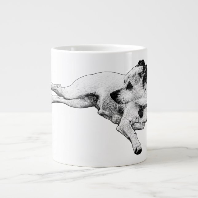 Serene Terrier Moment Jumbo-Tasse (Vorderseite)