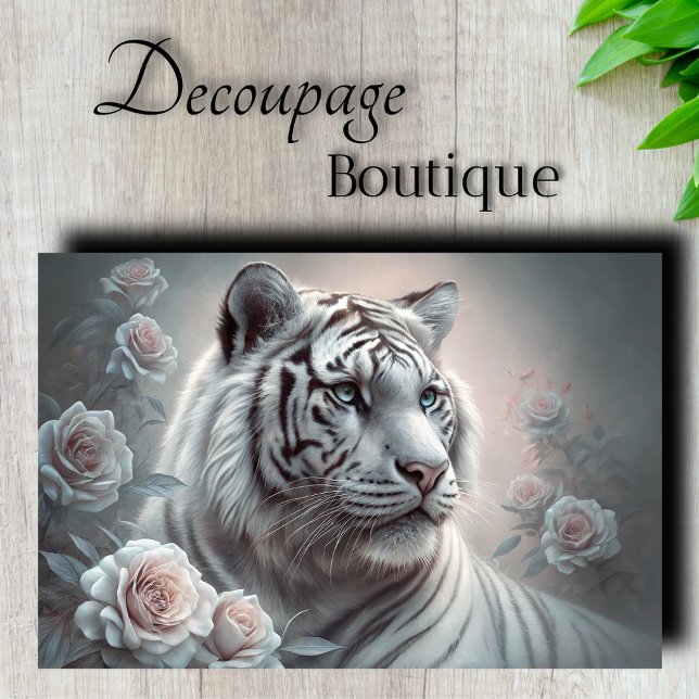 Serene Tiger Decoupage Seidenpapier (Serene Tiger Decoupage Tissue Paper)