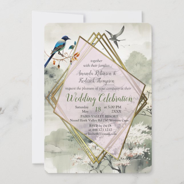 Serene Tranquility japanisches Thema Einladung (Vorderseite)