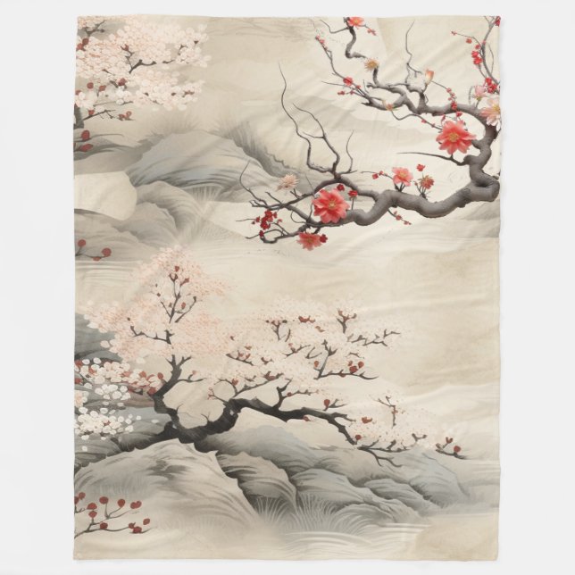 Serene Tranquility japanisches Thema Fleecedecke (Vorderseite)