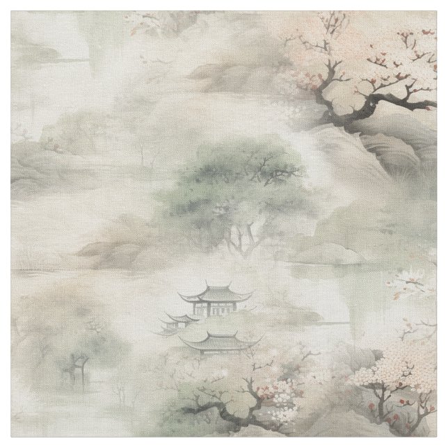 Serene Tranquility japanisches Thema Stoff (Nahaufnahme)