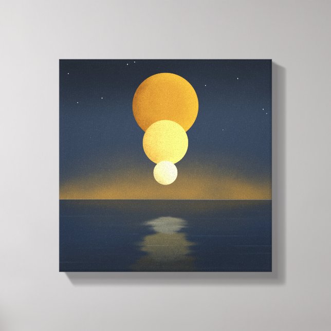 Serene Triple Moon Reflection Leinwanddruck (Vorderseite)