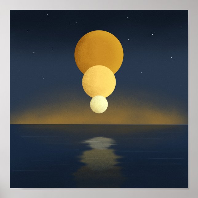 Serene Triple Moon Reflection Poster (Vorne)
