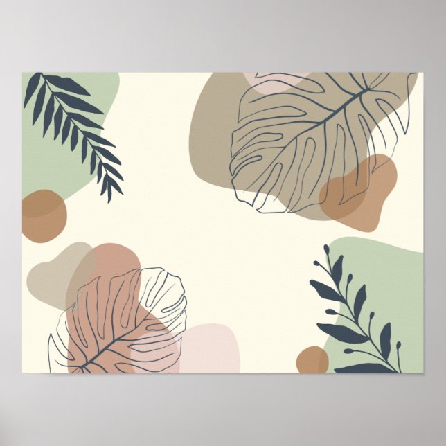 Serene Tropical Leaf Abstrakte Kunst Poster (Vorne)