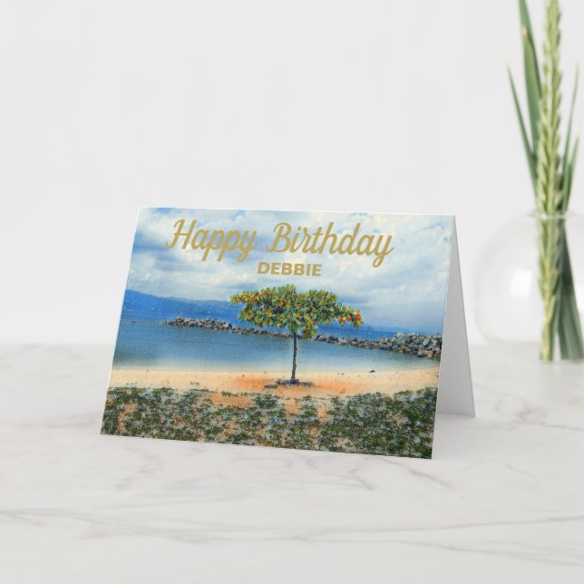 SERENE TROPICAL STRAND CUSTOM GEBURTSTAG KARTE (Vorderseite)