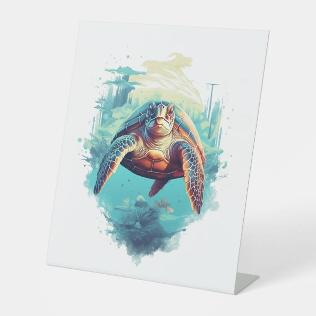 Serene Underwater Turtle Sockelschild (Vorderseite)