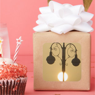 Serene Viktorianisch Vintag Street Lamp Sunset Sky Quadratischer Aufkleber