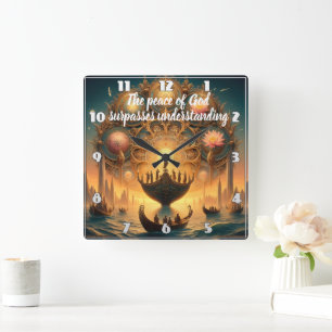 Serene Voyage: Bootsfahrt auf Wasser Quadratische Wanduhr