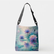 Serene Water Lilies Schultertasche, Crossbody Bag