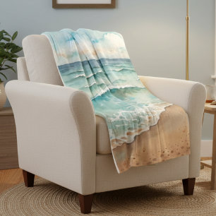 Serene Watercolor Beach Waves - Ocean Vibes Sherpadecke