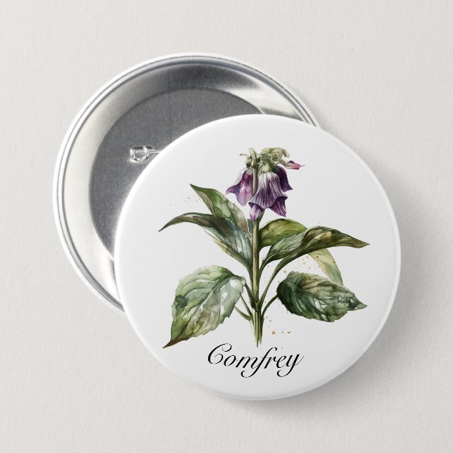 Serene Watercolor Comfrey, kundenspezifisch Button (Vorne & Hinten)