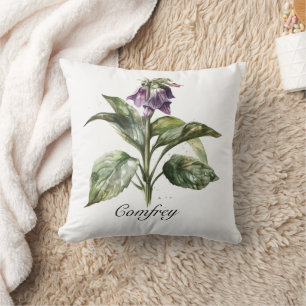 Serene Watercolor Comfrey, kundenspezifisch Kissen