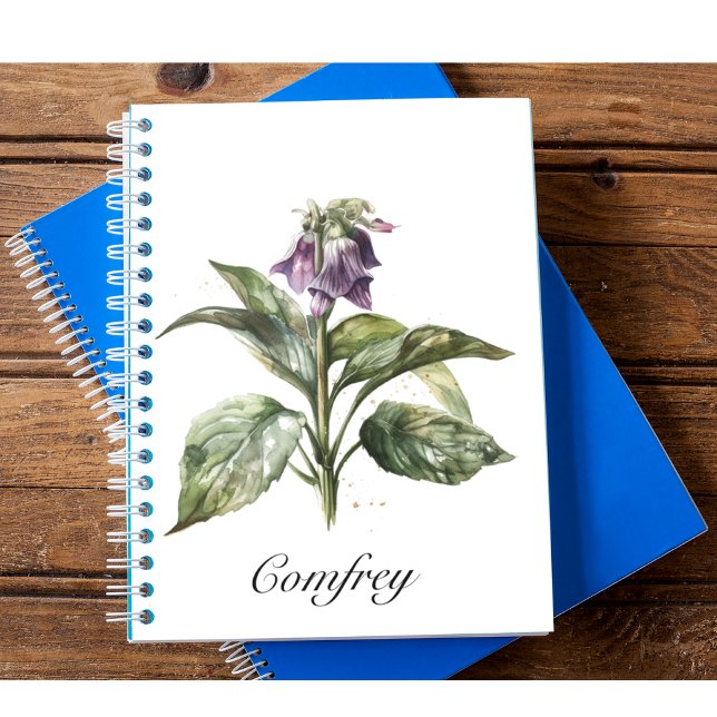 Serene Watercolor Comfrey, kundenspezifisch Notizblock (Von Creator hochgeladen)