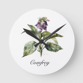 Serene Watercolor Comfrey, kundenspezifisch Runde Wanduhr