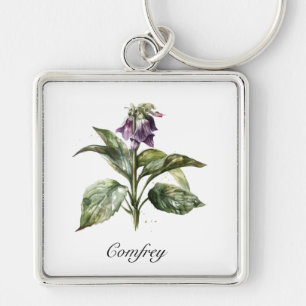 Serene Watercolor Comfrey, kundenspezifisch Schlüsselanhänger